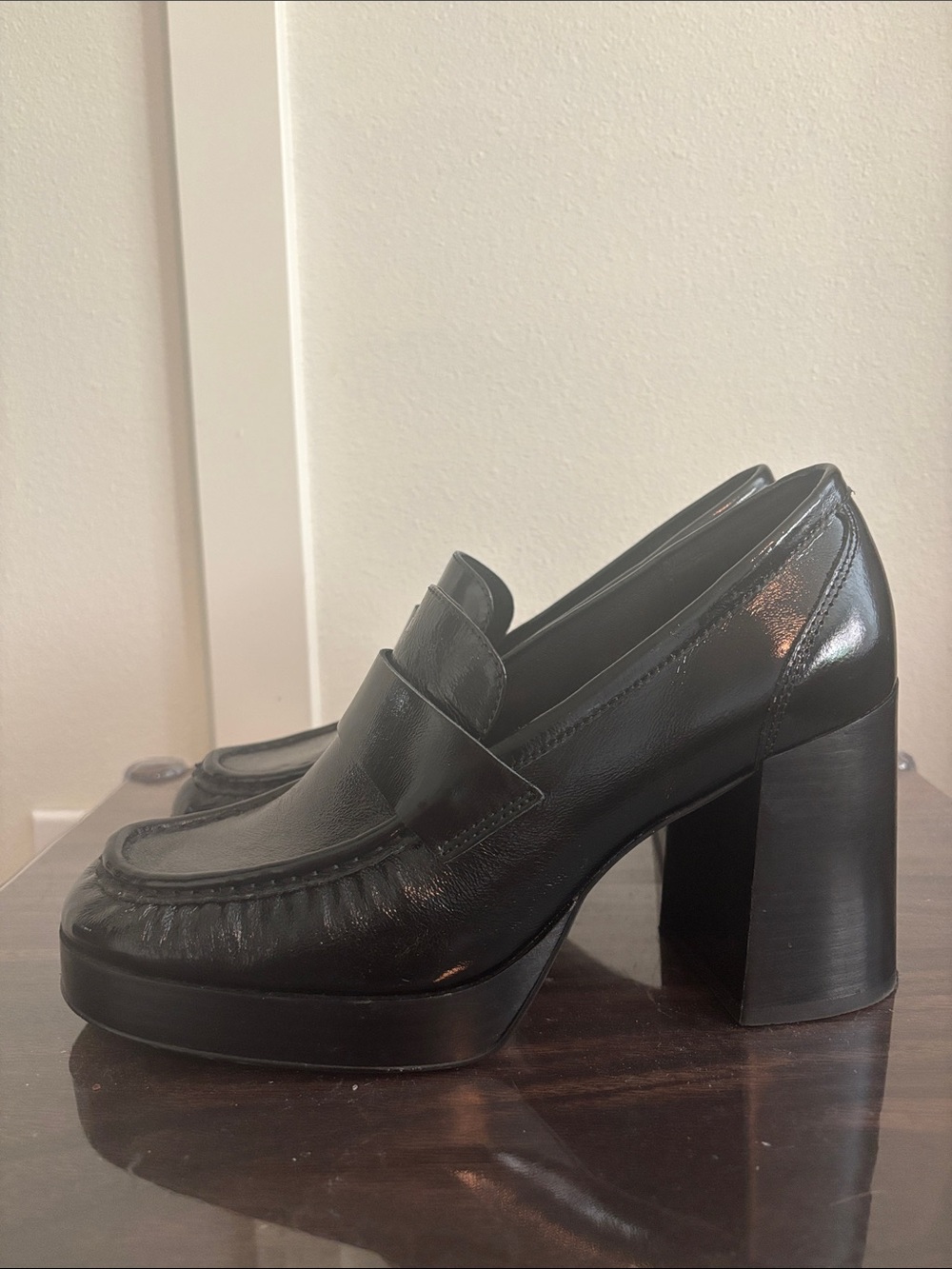 Steve Madden Black Patent Platform Loafers